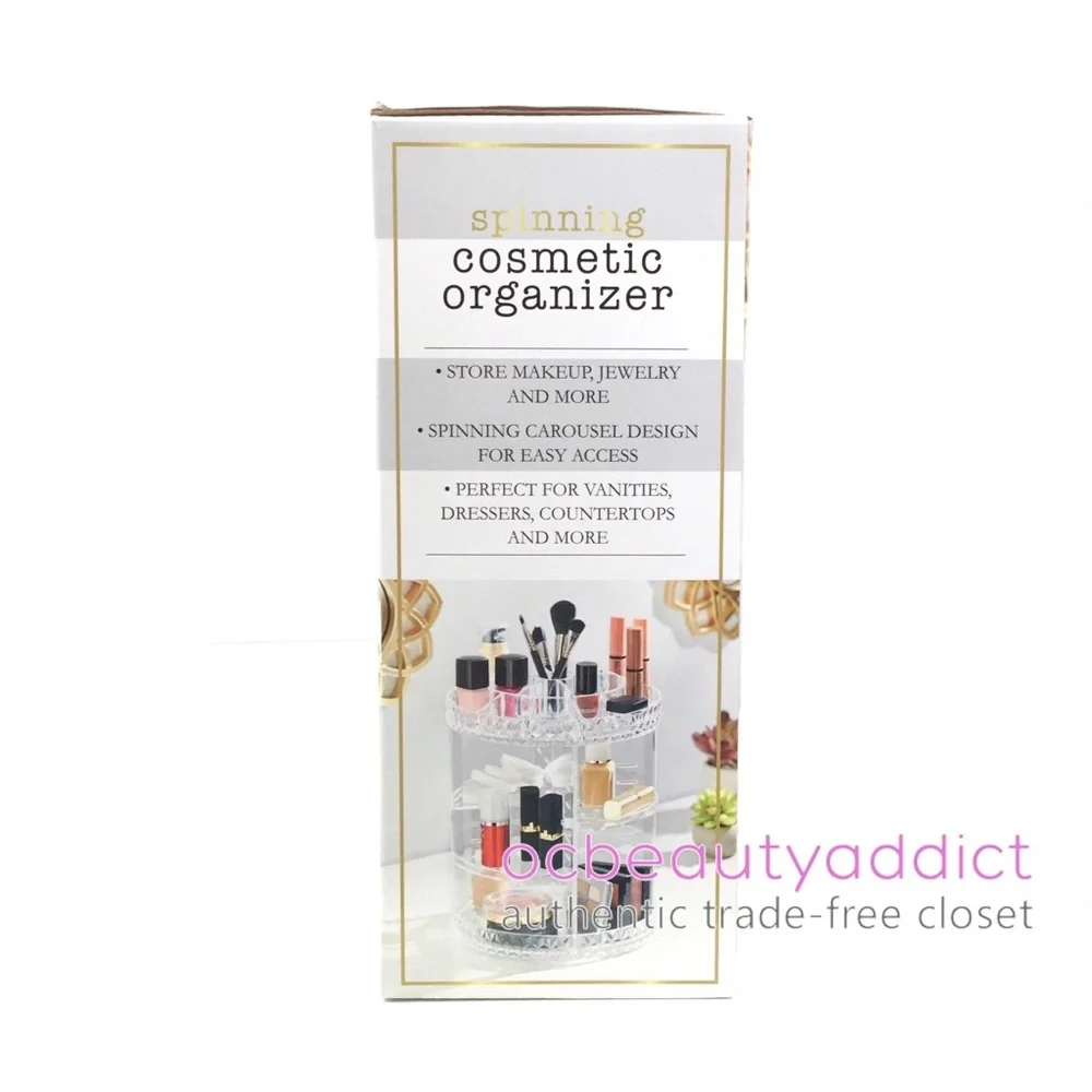 Clear Adjustable Shelf Spinning Cosmetic Organizer
